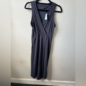 Abercrombie & Fitch charcoal gray midi wrap dress NWT